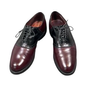 Allen Edmonds Polo Oxford Dress Shoe Mens 9 1/2 C Burgundy Black Formal Casual
